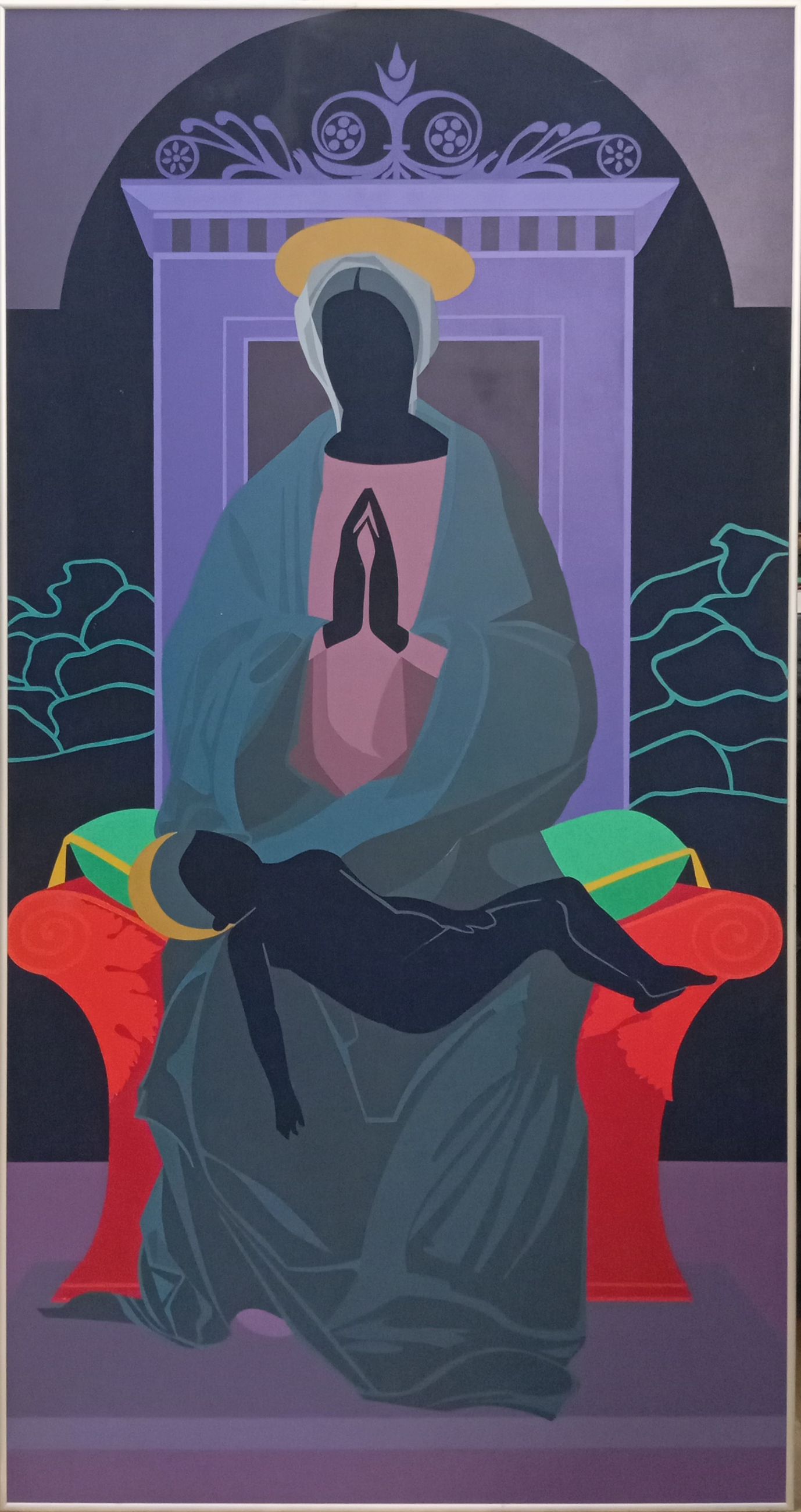 1991 La Virgen adorando al Niño Jesús 120x63 Acrílico sobre tablex